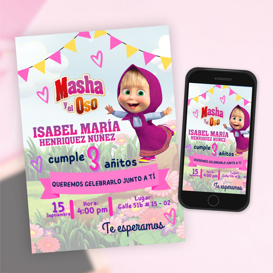 TARJETA DIGITAL MASHA Y EL OSO